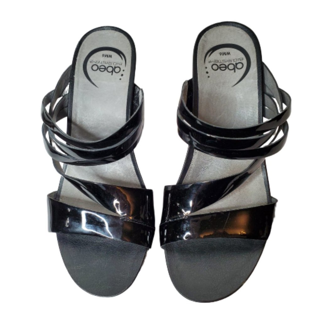 Abeo Bio System Black Wedge Sandals Snakeskin 6